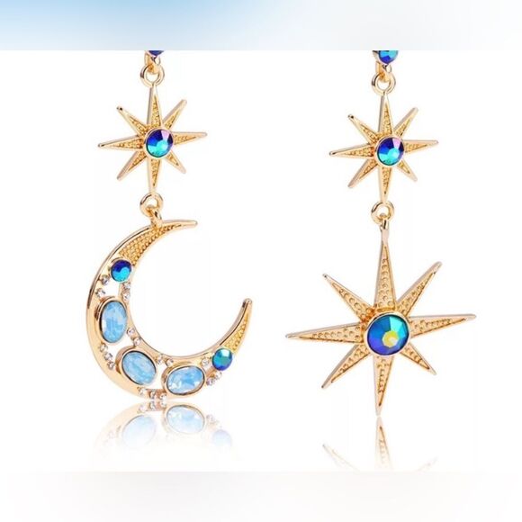 💙 Betsey Johnson stunning drop dangle celestial earrings 💙 - Picture 3 of 9